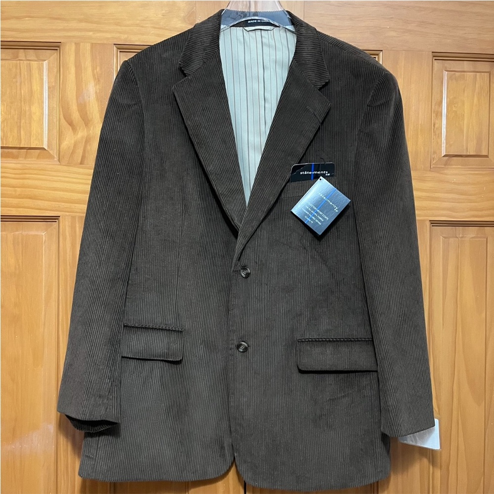 Statements Brown Corduroy Blazer/Sport Jacket Size 44 Regular NWT